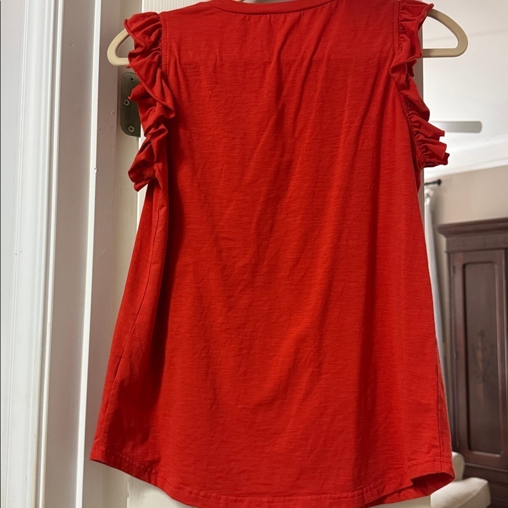 Women's Red Ruffle Sleeve Top - Picture 3 of 3